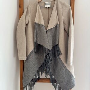BB Dakota Women's Tan and Gray Fringe Cardigan